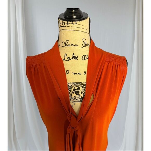 NWOT Calvin Klein Women's Size XL Burnt Orange Neck Wrap Sleeveless Blouse Top - Picture 2 of 10